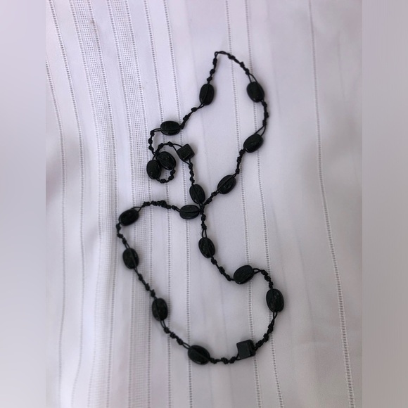 Vtg Black Glass Beaded Necklace - Picture 3 of 8